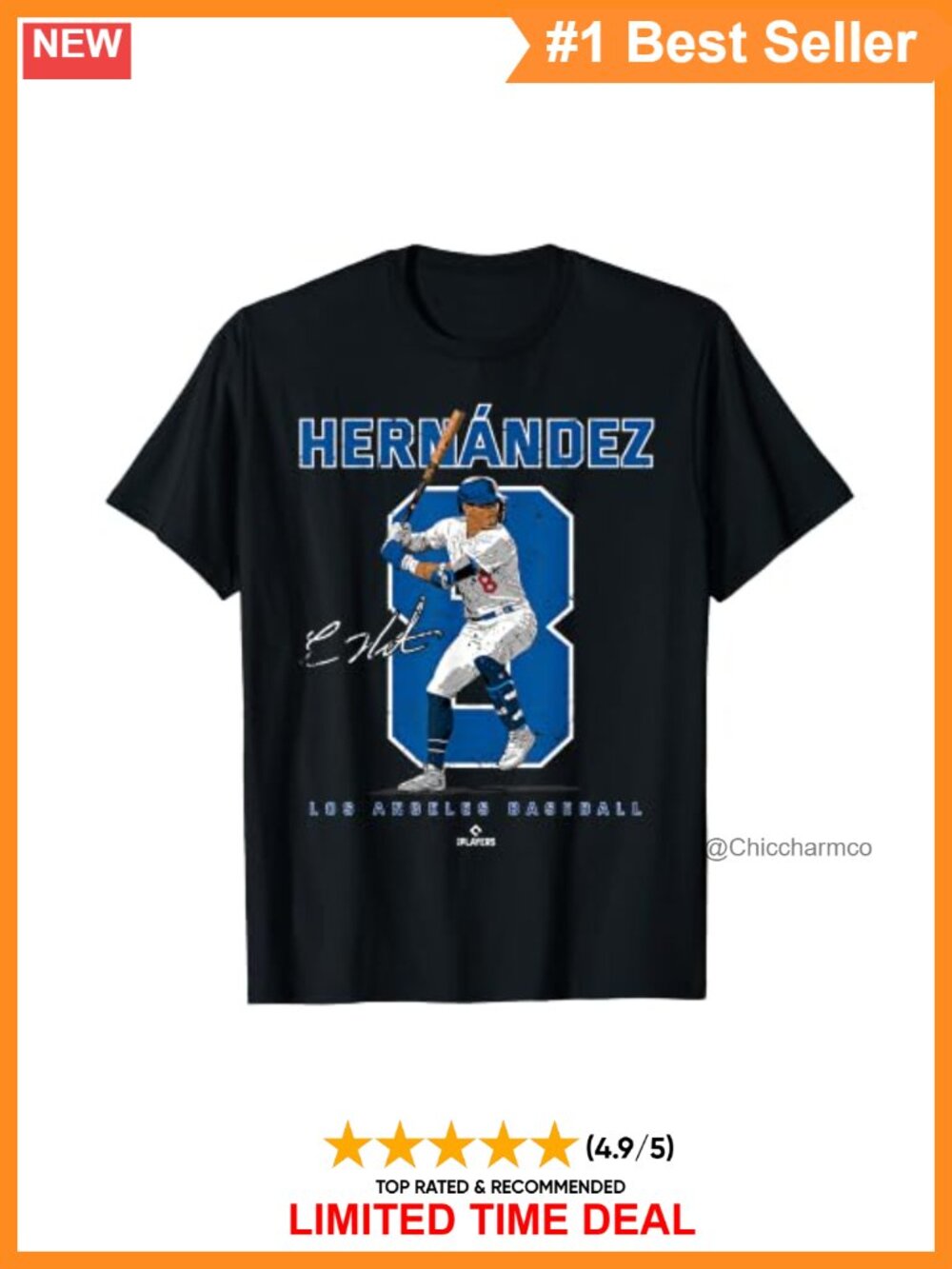 MLBPA Kike Hernandez Los Angeles Baseball T-Shirt Short Sleeve Fan Tee